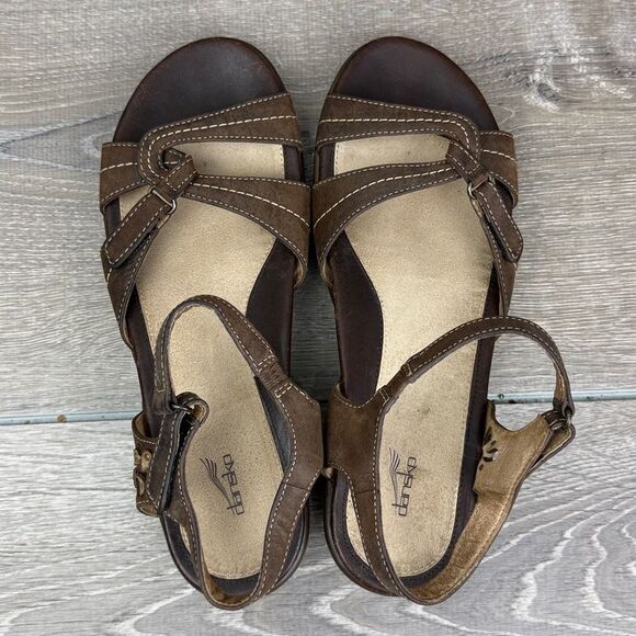 Dansko Caroline Women’s Sz 9.5-10/EU 40 Brown Leather Slingback Floral Sandals - Picture 5 of 10